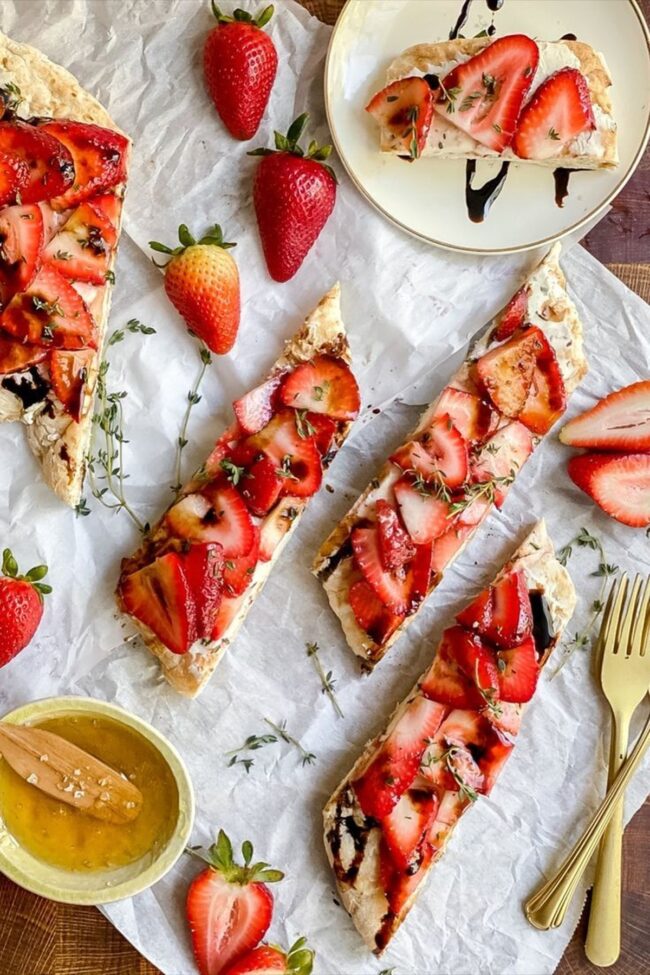 Lavash With Marinated Strawberries & Boursin