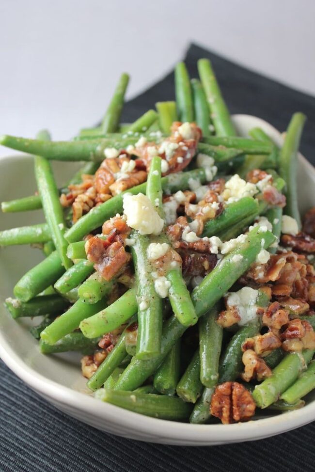 Green Beans With Bacon, Pecans & Blue Cheese