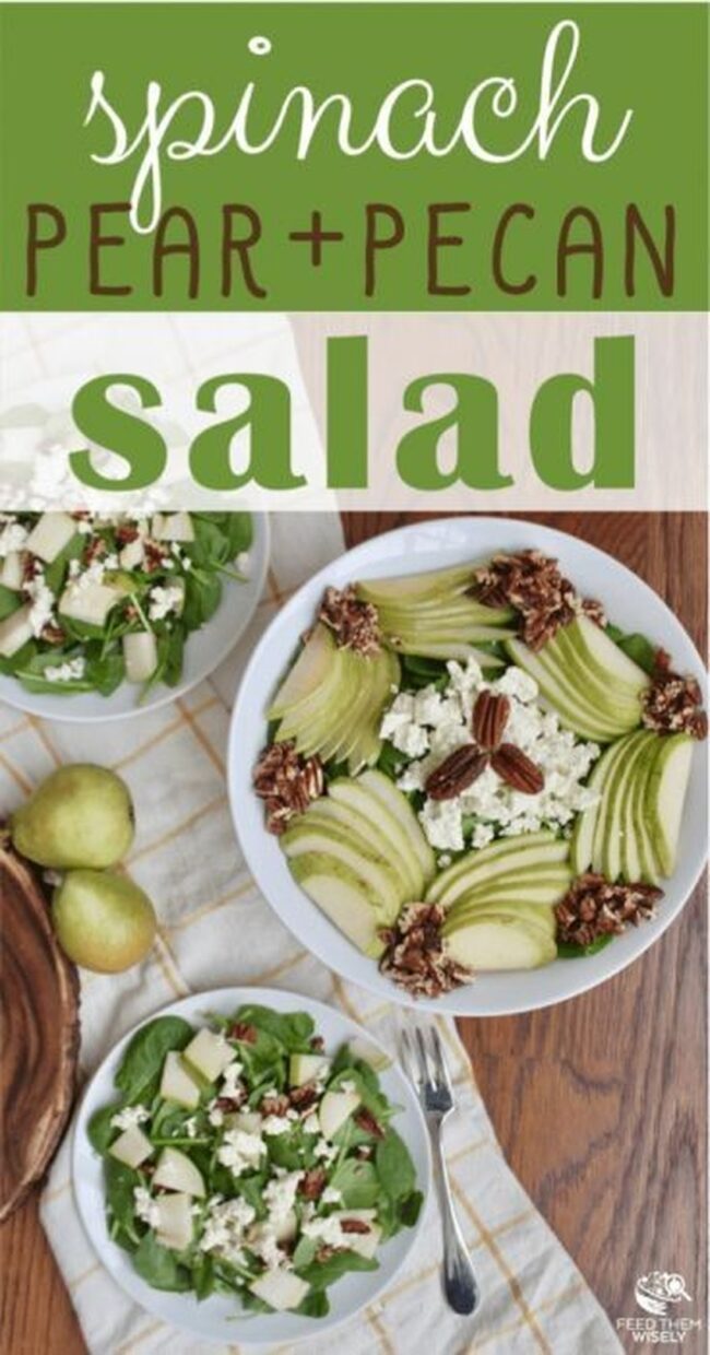 Spinach, Pear & Toasted Pecan Salad With Boursin Cheese