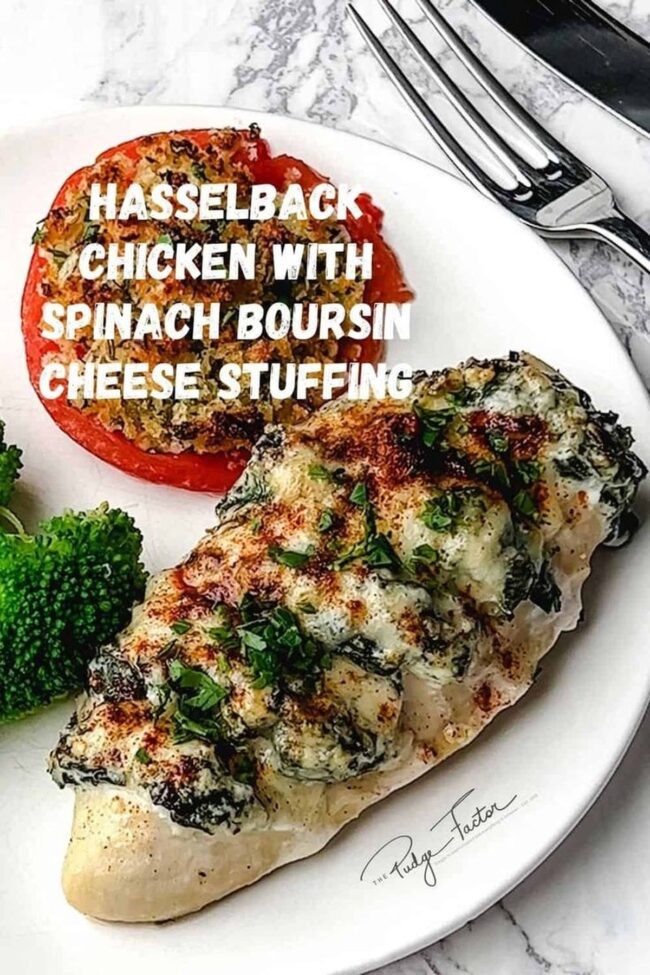 Hasselback Chicken With Spinach & Boursin Cheese Stuffing