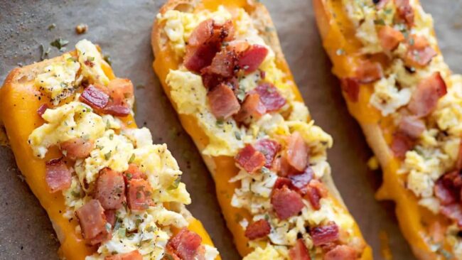 Bacon, Egg, and Cheese Breakfast Boats